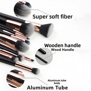 ชุดแปรงแต่งหน้ามืออาชีพ 16 ชิ้น ด้ามไม้สีดำ ขนแปรงสังเคราะห์ สำหรับแต่งหน้าใบหน้าและดวงตา - Product Image 4