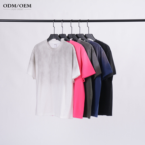 Camiseta Personalizada de 300 g/m², Tejida, 100% Algodón, Transpirable, Manga Corta, Estilo Urbano Retro, Efecto Desgastado por el Sol, Oversize, Vintage, Lavada, Unisex, Pesada - Product Image 1