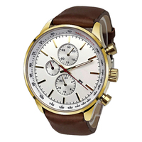 Montre pour homme de style business mécanique de luxe, plaquée IPG antique, avec affichage du jour et de la date, bracelet en acier inoxydable et cuir