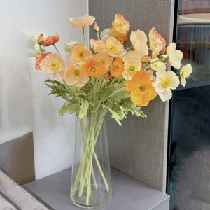 Fleurs de pavot artificielles en soie floquée 30cm-100cm, style coréen, décorations de mariage et de maison - Product Image 4