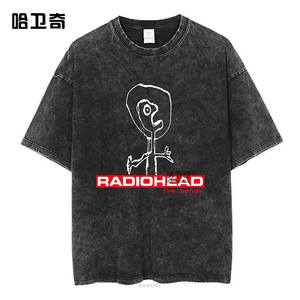 Rock Band <strong>Radiohead</strong> the Bends Vintage Letter Pattern 100% Cotton Washed Short Sleeve Loose Fit T-<strong>shirt</strong> Rock Band Merchandise - Product Image 4