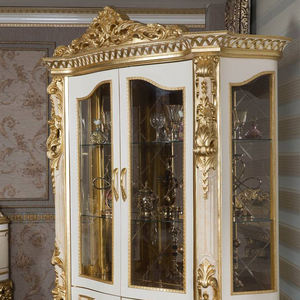 ארון יין מעץ עתיק בעבודת יד, צבע בהתאמה אישית, לסלון בסגנון מלכותי מזרח תיכוני, עם תצוגת כוסות, ידידותי לסביבה - Product Image 2