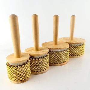 Cabasa dorée en bois, instrument de percussion portatif, instruments d'accompagnement africains pour la performance musicale, vente en gros - Product Image 1