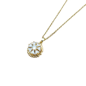 Magnifique collier pendentif tournesol en acier inoxydable pour femmes avec chaîne de clavicule de style géométrique pour collectionneur de bijoux de mode - Product Image 5