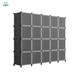 Armoire <span class=keywords><strong>à</strong></span> 2 portes pour enfants, armoire de rangement Portable modulaire porte de dessin animé mignon petite armoire en plastique - Product Image 1