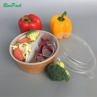 Bol jetable en papier kraft de 250ml 350ml 500ml, contenant pour aliments, pour soupe ou salade, de couleur marron, 8oz 12oz 16oz 26oz 32oz, 750ml, 1000ml