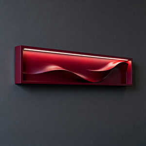 Modern Red Steel Bedroom <b>Wall</b> Lamp Rectangular Wavy Shade LED Dimmable Neutral White 4100K <b>Wall</b>-Mounted Design - Product Image 6