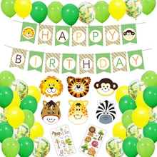 Autocollant Animaux De La Jungle Kit De Decoration Pour Anniversaire De Garcon Banderole De Joyeux Anniversaire Decoration A Theme 42 Pieces Buy Decoration Jungle Motif Animal Jungle Et Banniere Joyeux Anniversaire Fournitures De Fete A Theme Jungle
