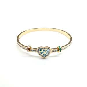 Crystal Heart Bangle PVD Gold Plated 316L Stainless Steel With Rhinestones For Women Jewelry - Product Image 1
