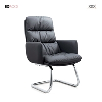 Chaise de bureau en cuir 8,8 cm, moderne, pivotante, pour ordinateur, confortable pour salle de réunion