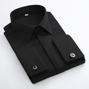 Oem thời trang mới 100% cotton twill vải rắn mỏng phù hợp với tùy chỉnh thực hiện Hidden nút nam ăn mặc áo sơ mi pháp Cuff Áo sơ mi - Product Image 2