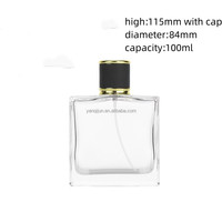 Flacon de parfum rectangulaire transparent de luxe vide de 50 ml en verre gravé à l'acide avec bouchon à vis, vente en gros