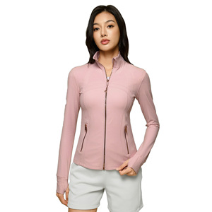 Stand Collar Zipper Lightweight Short Solid Breathable Yoga Jacket Women For Barely There Feel Shaping Tight-Fitting Sports