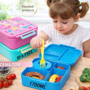 Conjunto de Lancheira Infantil PP 1.7L Livre de BPA, Hermético, com Pote para Alimentos, Seguro para Micro-ondas e Lava-louças, Ecológico, Atacado - Product Image 1
