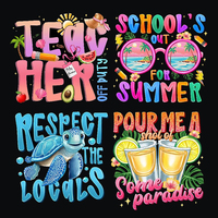 Transferts thermocollants DTF en plastisol 'Hello Summer Vibes', appliques personnalisées, autocollants à repasser pour t-shirts, sacs, chaussures, vente en gros