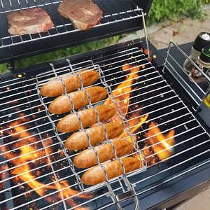 Outil de grillade électrique multifonctionnel en acier inoxydable, panier de cuisson pour saucisses et jambon, pince de cuisson en plastique anti-brûlure pour le camping en plein air - Product Image 5