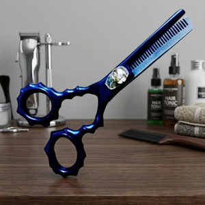 Ciseaux de coiffure professionnels 6 pouces pour droitiers, en acier inoxydable, outils de dégradage et de texturisation, écologiques, à long manche - Product Image 1