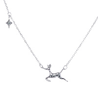 Collier pendentif cerf S925 en argent pour femme, style forêt, mignon, incrusté de zircons, cadeau de fiançailles, mariage, Noël