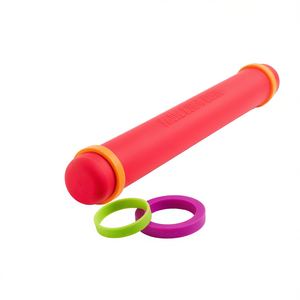 Mastrad <b>Silicone</b> Rolling Pin With 8 Rings For Precise Dough Thickness Control Baking Pastry <b>Tools</b> - Product Image 2