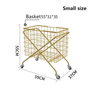 Panier de rangement pour linge de salle de bain en fil noir d'acier de différentes tailles chariot à vêtements pliable pour la maison avec roue universelle - Product Image 2