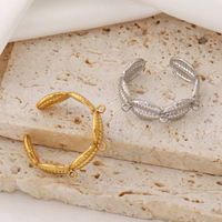 1 pièce Anneaux ouverts style océan en acier inoxydable plaqué or 18 carats pour femmes, pour la création de bijoux DIY