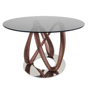 Table à manger ronde en marbre noir de Noyer d'Amérique, style minimaliste italien, table à manger en bois massif et verre - Product Image 4