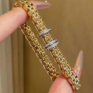 Pulsera de Diamantes de Color Dorado Italiano Xinfly para Mujer, Oro de 18K, Estilo Urbano INS, Brazaletes de Cadena - Product Image 2