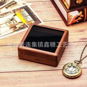Caja para monedas de madera de nogal con tapa acrílica para monedas conmemorativas, 10x10 cm, capacidad 1,3 L, organizador de joyas, estuche de almacenamiento - Product Image 3