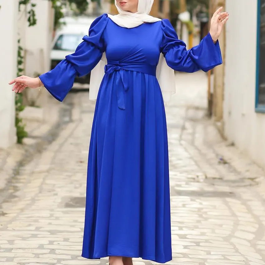 Oem Thổ Nhĩ Kỳ áo choàng màu xanh mới nhất thiết kế khiêm tốn dài hồi giáo ăn mặc phụ nữ từ hồi giáo quần áo dài khiêm tốn Dresses phụ nữ