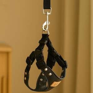 Harnais pour chien personnalisé en nylon en cuir PU souple pour petits/moyens chiens élégant réglable respirant gilet pour animaux de compagnie noir blanc YYDS - Product Image 3