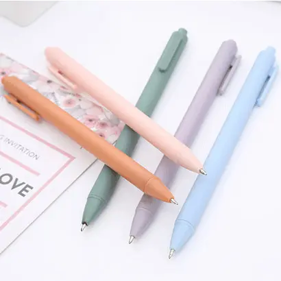 Retractable Ballpoint Pen With Logo Multicolor Macaron Promotion Plastic Morandi Gel Ink Pen Custom Logo For Gift