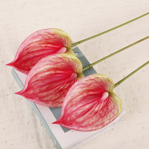 QIHAO <b>Artificial</b> Anthurium Flower PVC Plastic High Simulation Wedding Home Decor Single <b>Stem</b> 3D Printed Flamingo Flower - Product Image 2