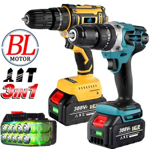 สว่านกระแทกไฟฟ้าไร้สาย18V สว่านเจาะกระแทกไฟฟ้า3-in-1brushless ไขควงไฟฟ้าสำหรับแบตเตอรี่ Li เครื่องมือไฟฟ้าสำหรับใช้ในครัวเรือนแบบทำมือ