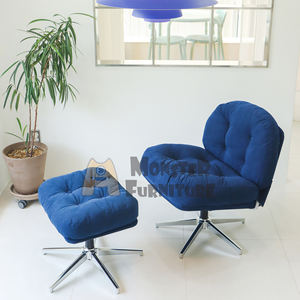 Ensemble fauteuil et pouf Le Muse, confort en velours côtelé, hauteur réglable, base stable, salon moderne, confortable et doux - Product Image 5