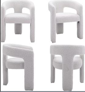 Modern Sherpa <strong>Bucket</strong> Dining <strong>Chair</strong> with Artificial Fur Upholstery for Kitchen &amp; Living Room White or Reception Use - Product Image 1