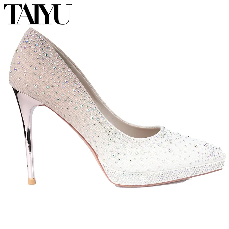 TAIYU Wholesale Ladies Shoes Woman Sexy Shiny Glitter Pointed Toe High Heels Shoes sandals for women and ladies