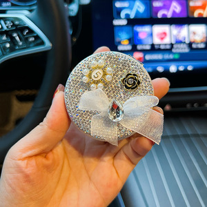 Korean Style for Style Folding Mirror <strong>Keychain</strong> Creative Beaded Portable Car Key Chain Makeup Mirror Bag - Product Image 6