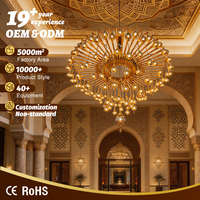 Experts en éclairage de mosquées sur mesure, grand lustre en mosaïque islamique LED pour restaurant, hall d'accueil, salle de prière