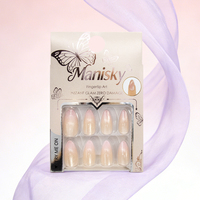 Faux ongles de luxe en amande à couverture complète, pailletés ombrés, en ABS, longueur moyenne, design, fournitures de nail art en gros