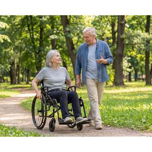 Fauteuil roulant pliable en aluminium léger pour personnes âgées (largeur de siège 43 cm), fauteuils roulants pour seniors - Product Image 6