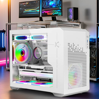 Casing Komputer ZeroMaster X300 Full Tower Aluminium dengan Sisi Kaca Temper, Pendingin Air 240 untuk Motherboard M-ATX/ITX, 4 Slot PCI