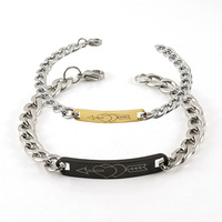 Pulseras de Pareja Personalizadas con Placa Curva Grabada con Letras, Regalo de Acero Inoxidable para Enamorados