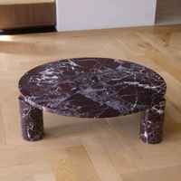 Table d'appoint moderne en marbre Rosso Levanto de luxe pour salon, chambre, hall d'hôtel, meuble d'appoint