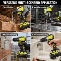 Kit Perceuse Visseuse Sans Fil 20V Robuste avec Batterie Lithium 21V, Ensemble d'Outils Électriques Professionnels avec 2 Batteries et Chargeur Rapide dans une Boîte à Outils