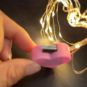 Kerstverlichting Batterij Aangedreven Kleur Micro Hartvorm Koperdraad Mini Led Lichtslinger Voor Valentijnsdag Diy Home