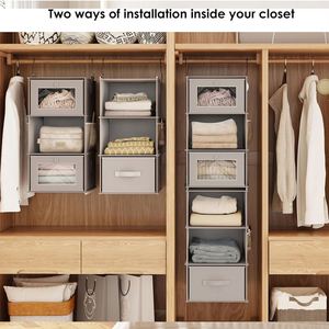 Hanging Drawer Organizer Closet Storage Frame Folder <b>Shelf</b> <b>Shelves</b> Folders <b>Hooks</b> Closets Cloth Compact - Product Image 4