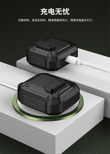 Étui de protection robuste en fibre de carbone pour <span class=keywords><strong>AirPods</strong></span> 4, <span class=keywords><strong>AirPods</strong></span> 1, 2, 3 / Pro 3, 2, avec crochet, en TPU et PC - Product Image 3