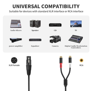 Cable Divisor en Y de Audio Estéreo de Nylon Trenzado, Doble RCA Hembra a <span class=keywords><strong>XLR</strong></span> de 3 Pines Hembra, Cable de Micrófono Auxiliar de Audio No Balanceado <span class=keywords><strong>XLR</strong></span> a RCA - Product Image 2