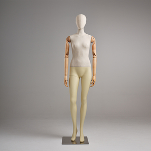 Maniquíes Profesionales <span class=keywords><strong>para</strong></span> Exhibición de <span class=keywords><strong>Ropa</strong></span>, Torso Flexible con Brazos y Manos de Madera <span class=keywords><strong>para</strong></span> Exhibición de Bolsos, Maniquí de Fibra de Vidrio Cubierto de Lino - Product Image 5