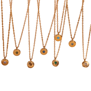 Collier pendentif européen américain classique simple pierre de naissance de décembre pour femme en acier inoxydable plaqué or 18 carats - Product Image 3
